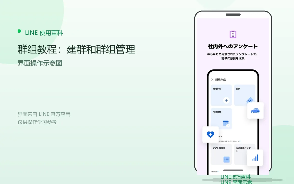 群组教程:建群和群组管理界面示意图